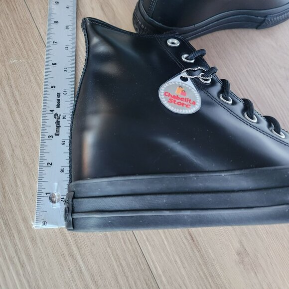 ✨Converse Chuck Taylor Wedge Platform Leather Sz 7.5 Women's Shoes Black A12827C - Picture 6 of 9